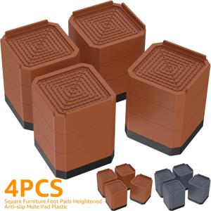 4Pcs 4 인치 침대 라이저 3 층 분리형 테이블 다리 익스텐더 소파 테이블 의자 용 헤비 듀티 스퀘어 가구 높이 익스텐더