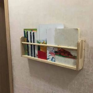 나무 부동 잡지 랙 책장 스토리지 벽 책 선반 벽에 적합 거실 침실 사무실 로그 색상