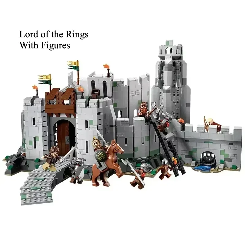 MOC 1368Pcs 블록 Lord Rings 피규어 블록 투구의 전투 딥 모델 액션 피규어 DIY 장난감 어린이 교육 선물