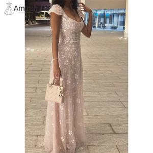 아미라 라인 A 프롬 드레스 맞춤 제작 맞춤형 행사 드레스 특별한 날 레이스 꽃 반짝이는 이브닝 가운 볼 가운