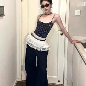 패션 발레코어 레이스 미니 스커트 Y2k 짧은 프릴 스커트 한국 스타일 꽃 엉덩이 커튼 여성