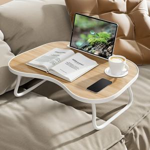 다용도 접이식 노트북 책상 (컵홀더 & 휴대폰 거치대 포함), 아침 식사용 휴대용 침대 트레이, 바닥에서 독서 및 필기에 적합