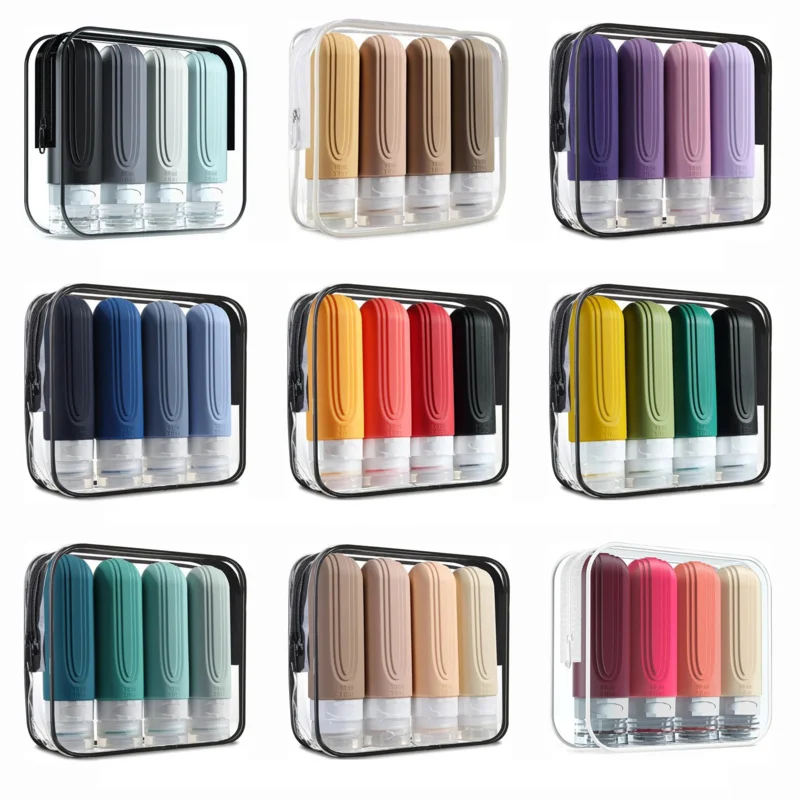 90ml/세트 실리콘 여행용 컬러풀 화장품 빈 병 누수 방지 리필 가능한 디스펜싱 병 샴푸, 헤어 컨디셔너에 적합