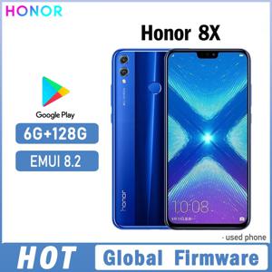 HONOR 8X 스마트폰 글로벌 펌웨어 CPU 하이시 칠린 710 6.5인치 3750mAh 후면 카메라 20MP RAM 6GB ROM 128GB 중고폰