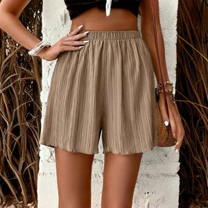 여성 하이 웨스트 솔리드 반바지 2025 봄 여름 새로운 패션 바지 레이디 캐주얼 복장 짧은 바지 비치 홀리데이 간단한 의류