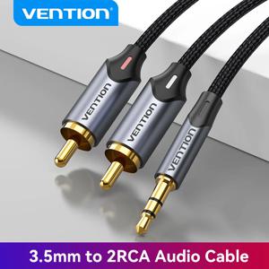 Vention-RCA 케이블 3.5mm 2RCA 분배기 RCA 잭 3.5 RCA 오디오 케이블 스마트폰 앰프 홈 시어터 AUX 케이블 RCA, Vention