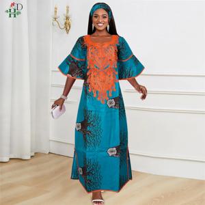 H & D 여성용 아프리카 전통 자수 드레스, 바진 리치 맥시 원피스, 하이 퀄리티 파티 웨딩, 신제품