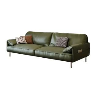 미국 가죽 소파, 스폰지 충전 소가죽 가죽 소파, 거실 호텔 빌라에 적합 짙은 녹색 복고풍 스타일