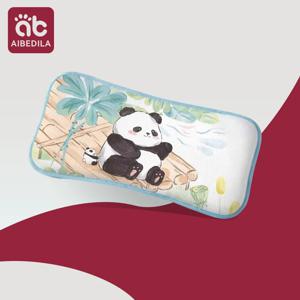 0-6Y 어린이를위한 어린이 잠자는 베개 만화 팬더 베개 여름 통기성 멋진 얼음 실크 베개 아기 침구