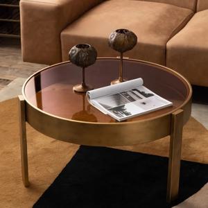 북유럽 빈티지 소파 사이드 테이블 라운드 라이트 럭셔리 강화 유리 거실 커피 테이블 나무 디자이너 홈 가구 FYCT