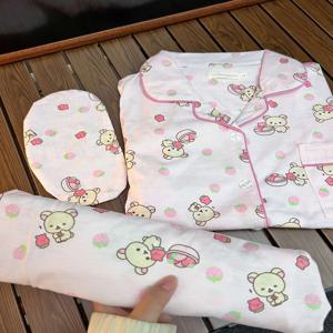 면 잠옷 여성용 반팔 홈웨어 세트 여름용 가볍고 편안한 만화 프린트 커플 잠옷