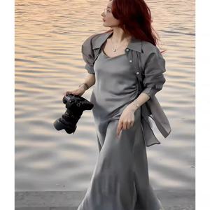 여성용 여름 2025 신상 자외선 차단 셔츠 쉬폰 얇은 외투 봄 가을 소형 사이즈 오픈 가디건 나비 매듭 디자인