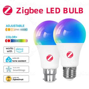 지그비 3.0 스마트 LED 전구 E27 B22 램프 RGBCW 알렉사 에코 플러스 구글 홈 어시스턴트 앱 음성 제어 110V 220V 2MQTT 지원