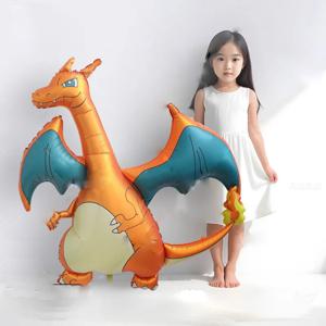 125x134cm 포켓몬 풍선 3D 불기 쉬는 드래곤 호일 풍선 어린이 생일 파티 장식 귀여운 공룡 만화 파티