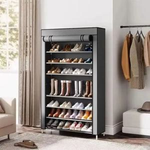 지퍼 커버가 있는 신제품, 현관 및 옷장용 미니멀리스트 방진 수납 정리함, 공간 절약형 신발 선반 패브릭 신발장