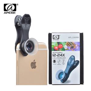 Apexel 휴대 전화 렌즈 12x 매크로 24x 슈퍼 매크로 2 1 렌즈 키트 아이폰 6 s 6 삼성 s9 소니 xiaomi 레드 스마트 폰 24xm