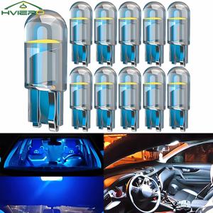 10Pcs 유리 Cob LED 자동차 전구 W5W 194 T10 웨지 번호판 램프 돔 라이트 화이트 자동 인테리어 독서 실행 주차 백업