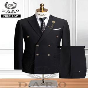 DAROuomo 2025 남성 정장 슬림핏 포멀 비즈니스 워크웨어 수트 2피스 세트 (자켓+바지) DR8211