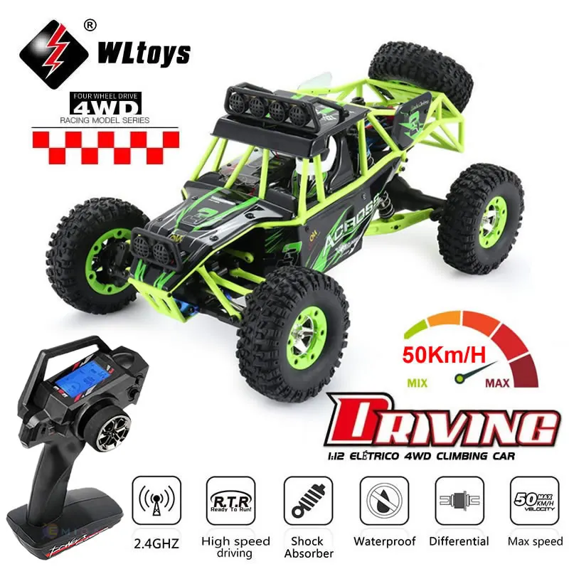 WLtoys 12428 1:12 4WD RC 레이싱 카 고속 오프로드 원격 제어 합금 등반 트럭 LED 라이트 버기 소년 장난감 어린이 선물