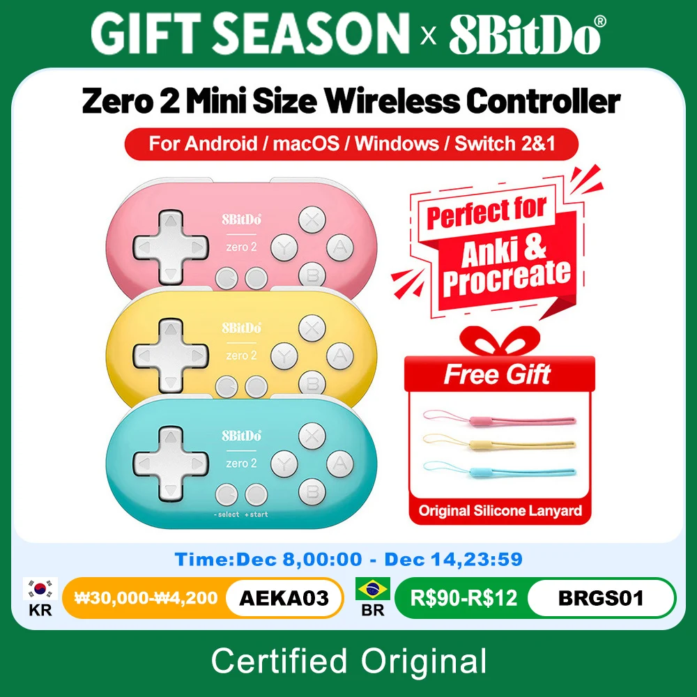 8BitDo 제로 2 미니 사이즈 게임패드 PC 안키 프로크리에이트 macOS 키보드 단축키 스위치 2 안드로이드 윈도우 10 11 스팀 컨트롤러