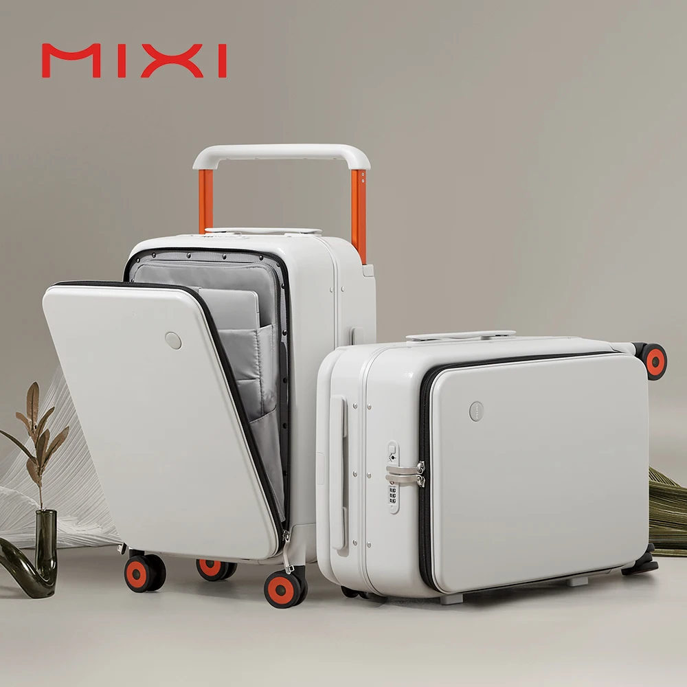 Mixi 새로운 디자인 와이드 핸들 가방 남자 기내 수하물 여성 여행 트롤리 케이스 20 인치 캐빈 PC 알루미늄 프레임 M9275