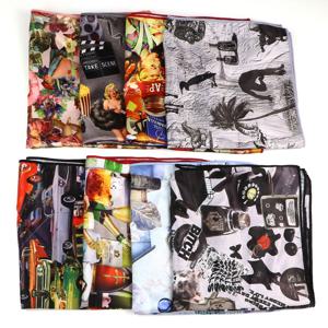 남성용 빈티지 모조 실크 손수건, 그래피티 그림, 동물 포켓 스퀘어, 웨딩 비즈니스 셔츠, 세트 칼라 장식