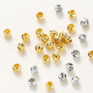 20 개/몫 18K 골드 도금 스트라이프 컷 꽃 비즈 귀걸이 목걸이 느슨한 스페이서 비즈 DIY 쥬얼리 도매 결과에 대한 대량