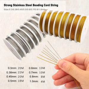 0.3-1mm 스테인리스 스틸 비즈 와이어, 튼튼한 주얼리 공예용 실, DIY 목걸이 팔찌 제작용 금속선