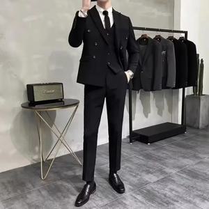 웨딩 2 조각 복장 세트 남성 슬림 피트 전체 남성 정장과 블레이저 드레스 정장 신랑 옷 우아한 봄 가을 럭셔리