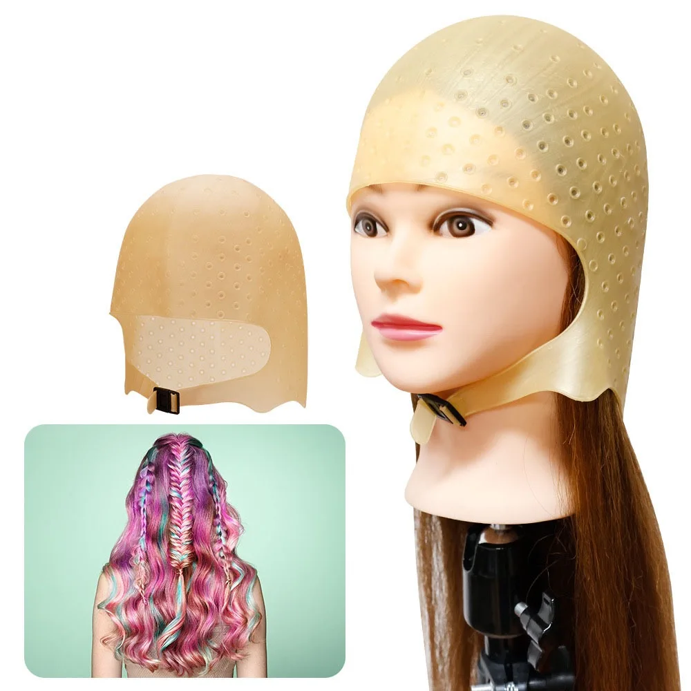 고품질 실리콘 하이라이트 헤어캡 |   재사용 가능한 전문가용 실리콘 니들 캡 |   염색 전용 | DIY를 수행하다
