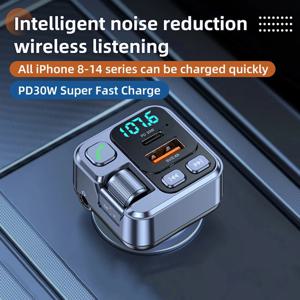 차량용 블루투스 리시버 USB U 디스크 읽기, Pd20W 고속 충전 디지털 디스플레이, 자동차 휴대폰 어댑터, 휴대폰용 FM 송신기