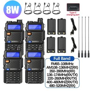 4Pcs Baofeng UV-5R 8W/5W 트라이 파워 워키 토키 고출력 듀얼 밴드 장거리 휴대용 핸드 헬드 UV 5R 라디오