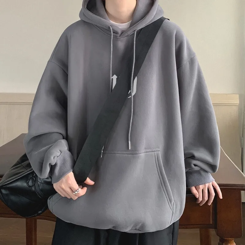 2024 신상 남성 후드티 두꺼운 플리스 루즈핏 가을 겨울 캐주얼 스웨트셔츠 청년 패션 모자 자켓 아우터웨어