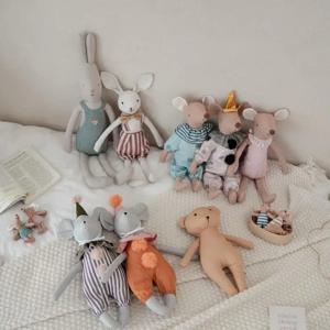 Ins 새로운 노르딕 스타일 어린이 마우스 분리형 인형 아기 코튼 린넨 공룡 인형 크리스마스 장식 신생아 선물