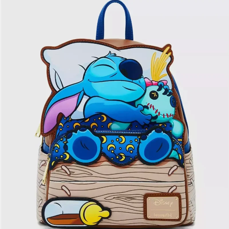 새로운 Loungefly 디즈니 릴로/스티치 미니 어린이 배낭 초등학교 배낭 소녀 귀여운 어깨 가방 야외 레저 가방