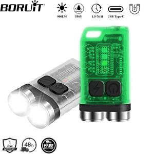 BORUiT V3 UV LED EDC 키체인 손전등 Type-C 충전식 작업등 토치 (자석 포함) 방수 캠핑 포켓 랜턴