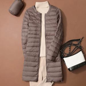 SEDUTMO 겨울 오리 다운 재킷 여성 긴 초경량 코트 캐주얼 슬림 블랙 얇은 가을 파카 ED2070