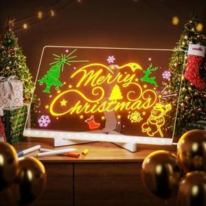 어린이 수제 지울 수 있는 아크릴 낙서 DIY 메모장 메시지 보드 LED 유리 그림 야간 조명 어린이 선물