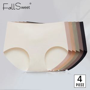 Falllsweet 4 개/대 여성을위한 원활한 실크 팬티 Mulberry Silk 팬티 편안한 속옷 부드러운 경량 속옷 M-2XL