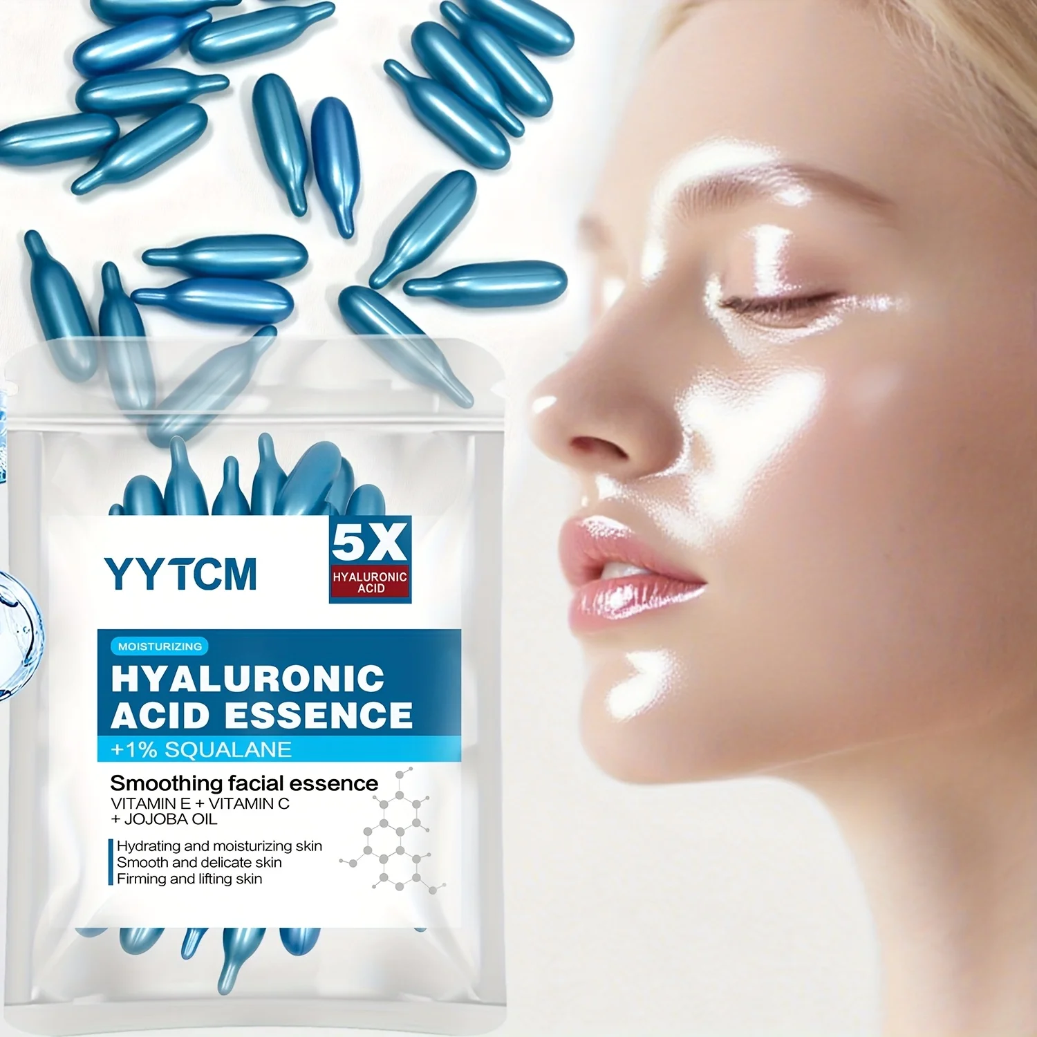 히알루론산 딥 모이스처라이징 캡슐 에센스, 딥 모이스처라이징 및 브라이트닝 스킨 에센스 (0.4g x 30캡슐)/1봉