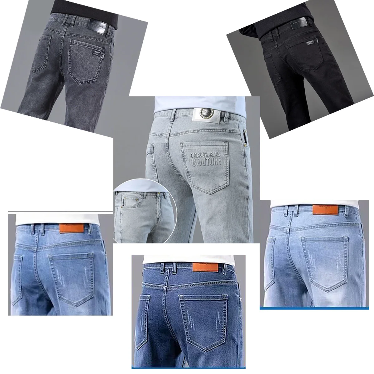 2025 남성 슬림핏 데님 팬츠 고품질 캐주얼 패션 레그 신칭 크롭 팬츠 블루 블랙 기타 색상 선택 가능