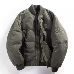 일본 빈티지 신상 남성 단색 심플 베이직 캐주얼 트렌디 루즈 지퍼 O넥 퀼팅 코트 남성 의류 파카