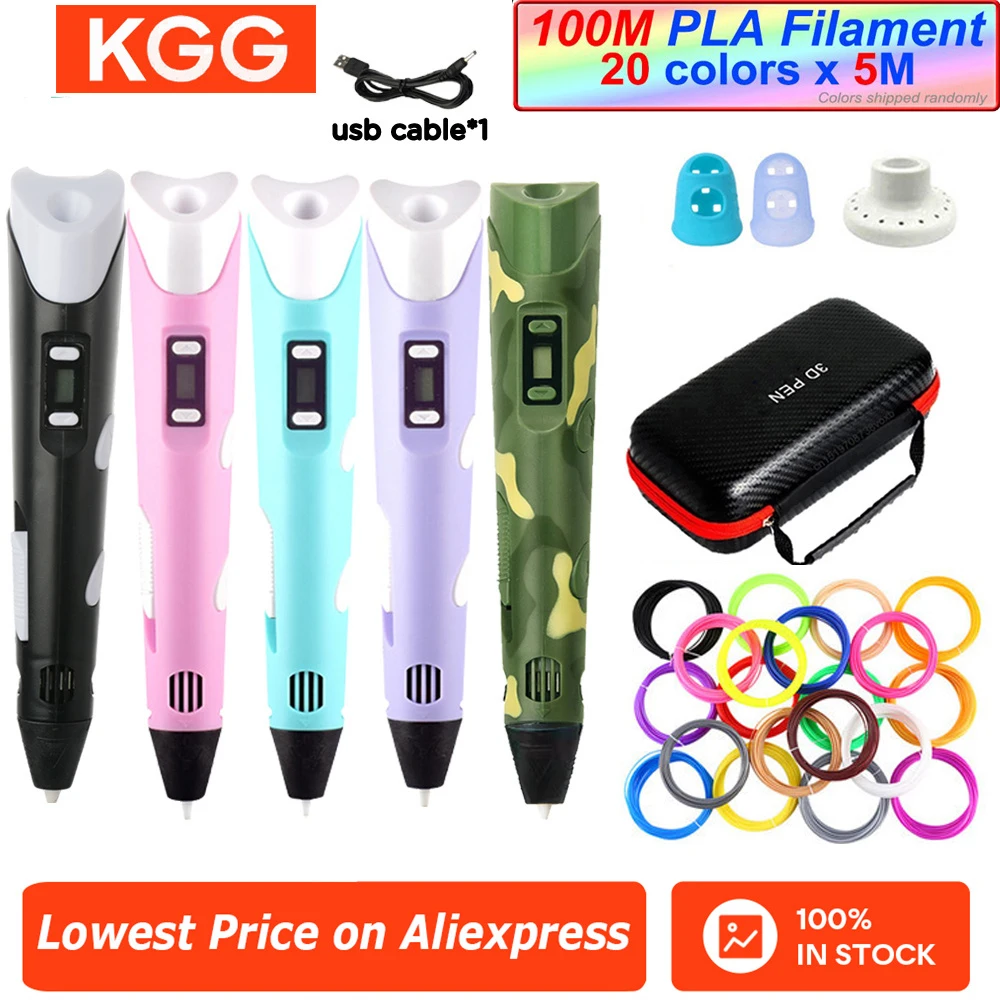 3D 펜 LCD 화면 장착 PLA 필라멘트 호환 어린이용 3D 드로잉 프린팅 펜 DIY 크리스마스 생일 선물