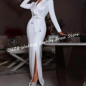 우아한 V 넥 구슬 새시 스트레이트 정장 이브닝 드레스 여성 정장 바지 맞춤형
