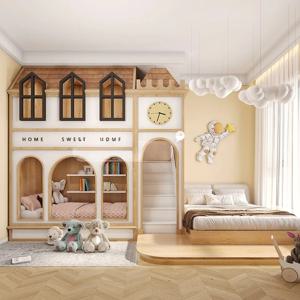 어린이 집 전체 맞춤형 한 방 3개 침대 전위 이층 침대 캐비닛 책상 아래 엇갈린 침대