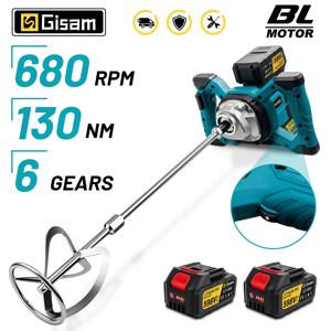 6단 기어 무선 전기 콘크리트 믹서 브러시리스 시멘트 모르타르 플라스터 믹서 블렌더 페인트 믹스 (마키타 18V 배터리 핀용)