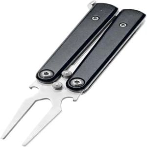 골프 합금 포크 - 골프 디봇 수리 도구, 병따개가 있는 접이식 금속 나비 디봇 도구, 골프장 필수품 선물