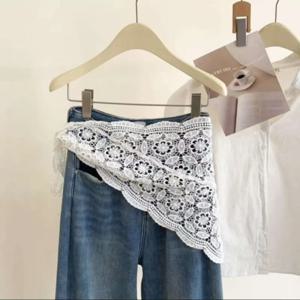 트렌디한 레이스 트림 푸프 커튼 슬림핏 속이 비치는 미니스커트 Y2K 예쁜 힙 커튼 여성용