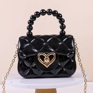 새로운 젤리 핸드백, 캔디 컬러, 싱글 숄더 크로스바디 미니 체인 키 펄 핸드헬드 젤리 백