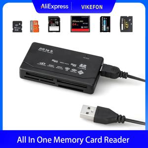 올인원 메모리 카드 리더 USB 외장 카드리더 SD SDHC 미니 마이크로 M2 MMC XD CF 리더 MP3, 디지털 카메라용